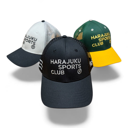 HSC LOGO-EMBROIDERED COTTON-TWILL×MESH (Half-Mesh) BASEBALL CAP