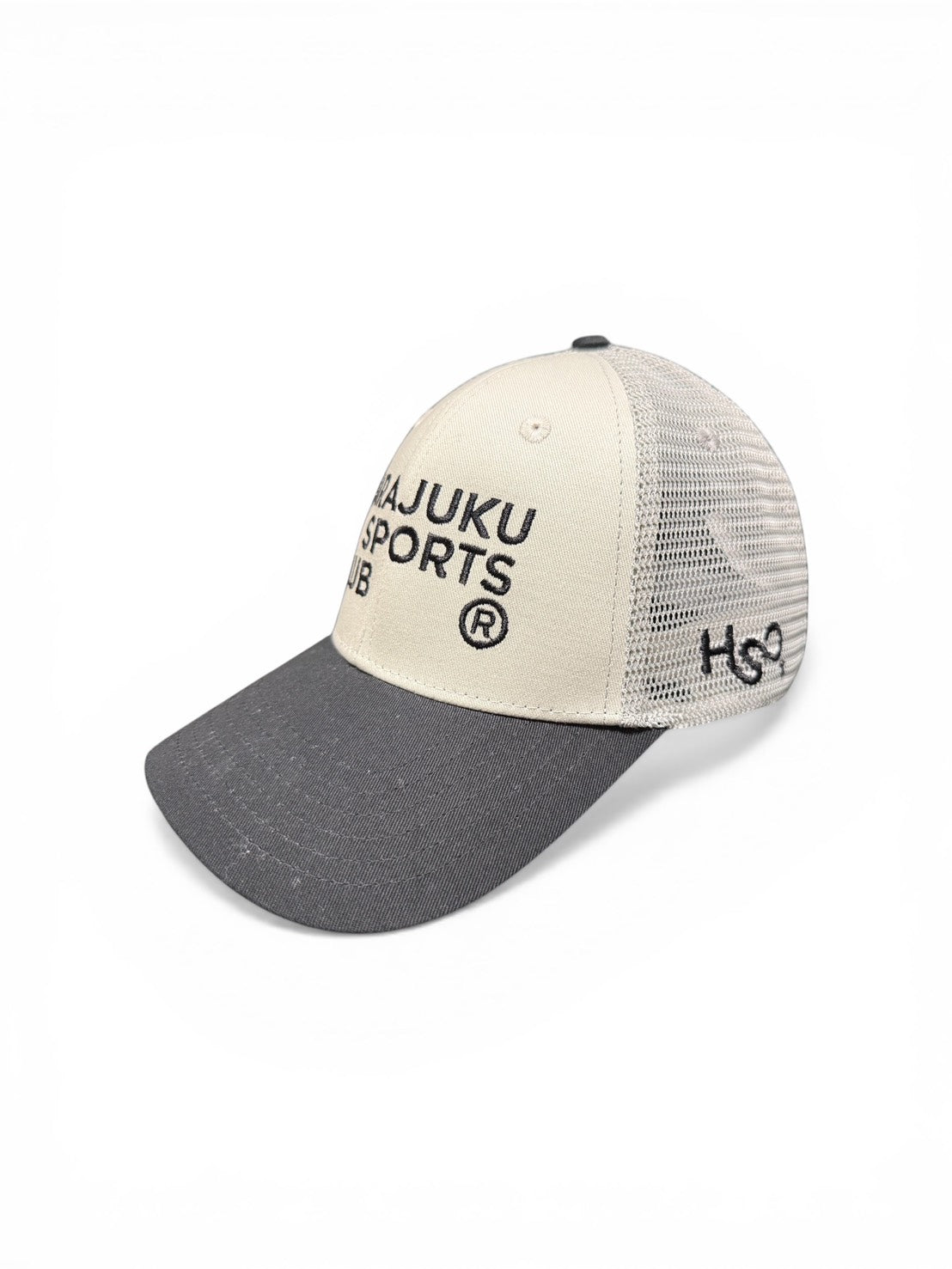 HSC LOGO-EMBROIDERED COTTON-TWILL×MESH (Half-Mesh) BASEBALL CAP